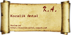 Kozalik Antal névjegykártya